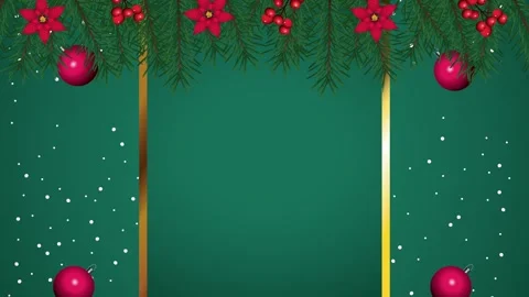 Animated christmas green background with falling snow and swinging festive .. 動画素材 338401235
