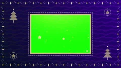 Animated christmas green screen template with golden stars and pine trees on Stock Footage 345210308