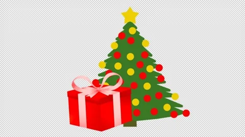 Animated Christmas tree and red gift box. Stock Footage 289084853