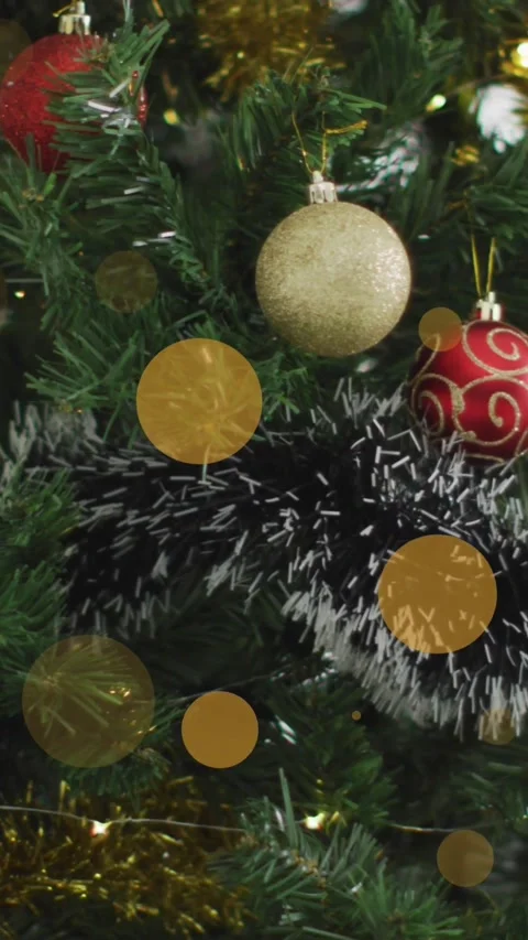 Animated Christmas tree clip showcases holiday tradition with yellow spots. Video stock 344669132