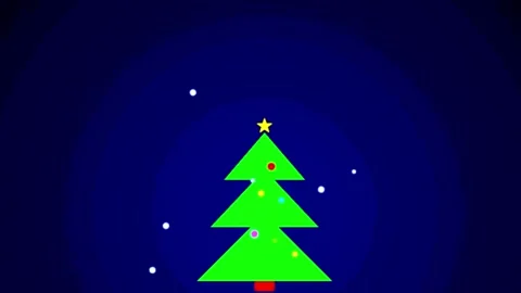 Animated Christmas tree with falling snow against a dark blue background in.. 스톡 동영상 345320231