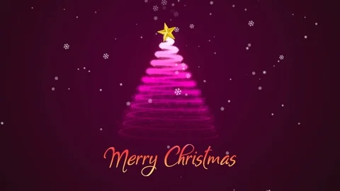 Animated Christmas tree with falling snowflakes Stock Footage 120349369