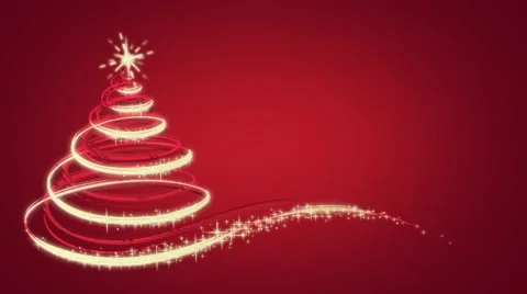 Animated Christmas tree on red Stock Footage 48669552