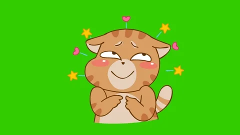 Animated Chubby Cat Blushing - Green Screen Stock Footage 282778742