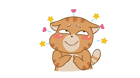 Animated Chubby Cat Blushing - White Background Stock Footage 282778743