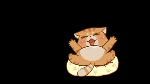 Animated Chubby Cat Bouncing on Bed - Transparent Background Video stock 282778439