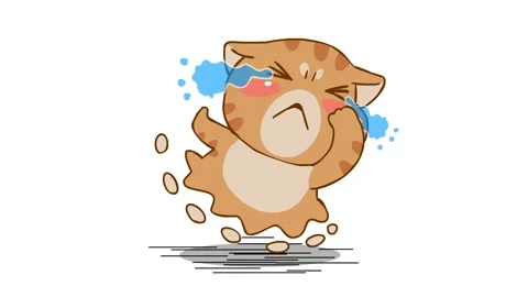 Animated Chubby Cat Crying and Running - White Background Stock Footage 282778758