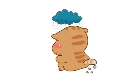 Animated Chubby Cat Feeling Sad and Farting Loudly - White Background Stock Footage 282778675