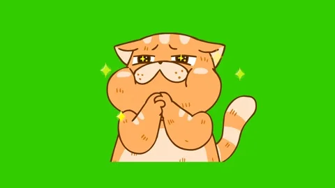 Animated Chubby Cat Impressed with Green Screen Stock Footage 282774523