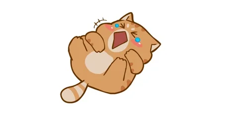 Animated Chubby Cat Laughing and Rolling - White Background Stock Footage 282778652