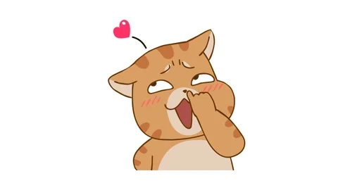 Animated Chubby Cat Picking Nose on White Background Stock Footage 282778755