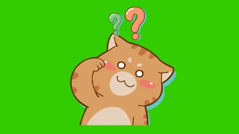 Animated chubby cat scratching head in confusion - Green Screen Stock Footage 282778689