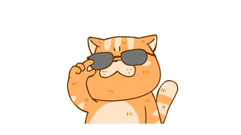 Animated Chubby Cat Taking Off Glasses with White Background Stock Footage 282774575
