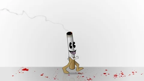 Animated Cigarette walking through Blood and Death Stock Footage 117485801