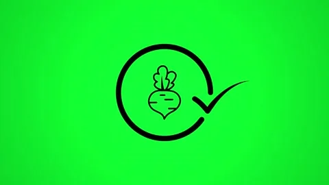 Animated circle with beet icon and check mark appearing on green screen bac.. Stock Footage 344855204