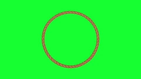 Animated circle nautical rope frame border loop on green screen and white b.. Stock Footage 340382687