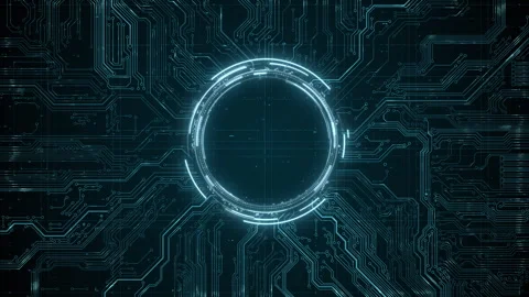 Animated circuit board. Digital technology background. Central computer Stock Footage 254143876