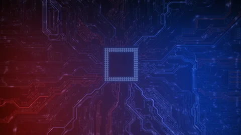 Animated circuit board. Digital technology background. Central computer Stock Footage 256572755