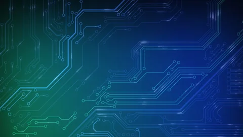 Animated circuit board. Digital technology background. Central computer Stock Footage 256578899