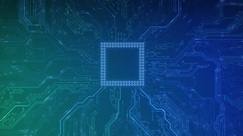 Animated circuit board. Digital technology background. Central computer Stock Footage 265779753
