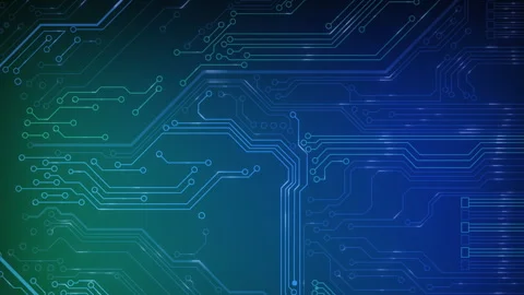 Animated circuit board. Digital technology background. Central computer Stock Footage 265781163
