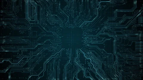 Animated circuit board. Digital technology background. Central computer Stock Footage 270309464