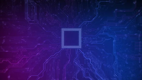 Animated circuit board. Digital technology background. Central computer Video stock 280561456