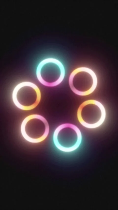 Animated Circular Gradient Neon Rings Stock Footage 340454769