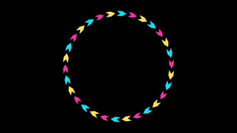 Animated Circular Loading Icon Featuring Rotating Colorful Arrow Shapes Arr.. Stock Footage 347819624