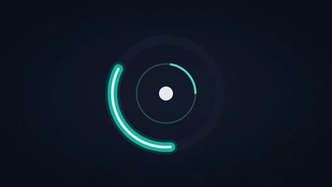 Animated circular loading ring teal spinner, horizontal 16:9 seamless loop HD Vídeos de archivo 345160900