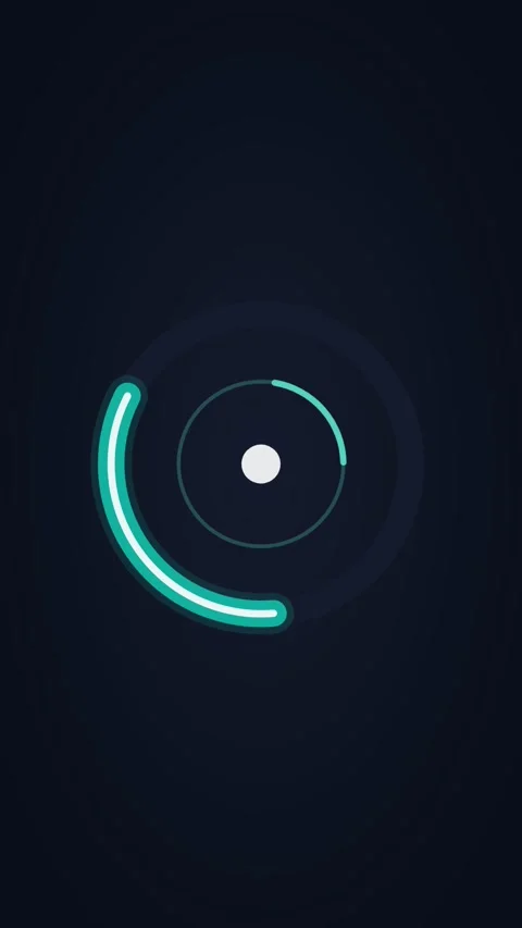 Animated circular loading ring teal spinner, vertical 9:16 seamless loop HD Stock Footage 345160906