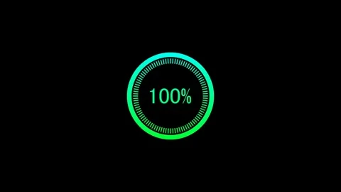 Animated circular progress bar filling from 0% to 100% with a neon green Stock Footage 317693371