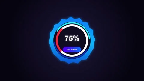 Animated circular progress bar with seventy five percent loading indicator .. Video stock 346121327