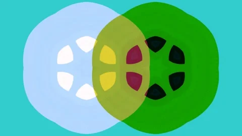 Animated circular shapes movement in many colors Video stock 117639816