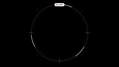 Animated circular timer frame with crosshairs and live indicator on dark ba.. 動画素材 335826336