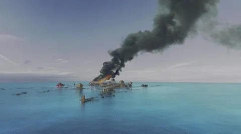 Animated city destructed by nuclear explosion Stock Footage 67555266