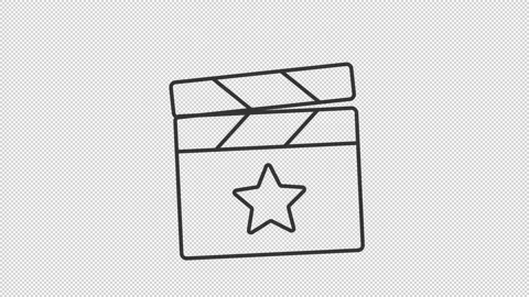 Animated clapperboard linear icon Stock Footage 237445282