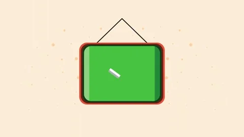 Animated classroom chalkboard icon with piece of white chalk drawing on gre.. Vídeos de archivo 339072214