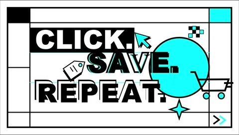 Animated click save repeat e-commerce shopping graphic 4K Stock Footage 338332311