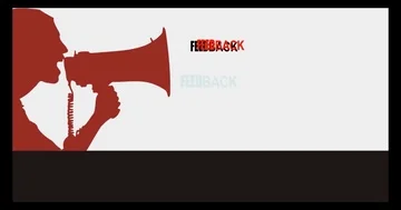 Animated clip of silhouette of a man using a megaphone to give Feedback - 4K Video stock 86065702