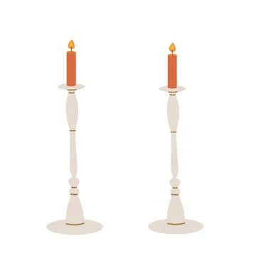 Animated clip of two lit candles on elegant holders flickering gently Stock Illustration