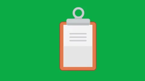 Animated clipboard with paper document icon on green screen background backdrop Stock Footage 332475027