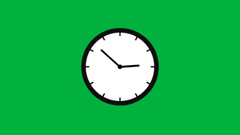 Animated clock 24 hours day loop clock time lapse isolated on green backround 4K Stock Footage 229399209
