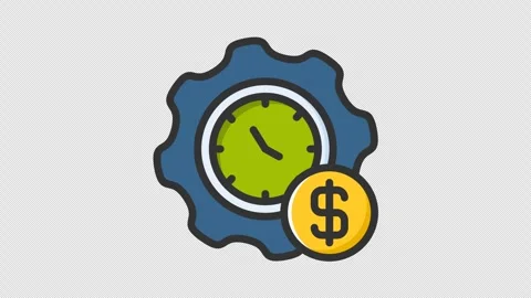 Animated clock and dollar coin on transparent background, suitable for finance Stock Footage 264792415