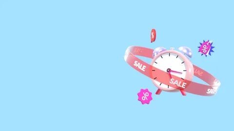 Animated Clock With Discount Coupon And Percent Sign Icon With Copy Space. Stock Footage 287149209
