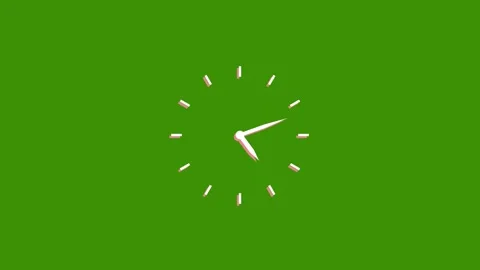 Animated clock face displays passing time on a vibrant green background wit.. Stock Footage 331365954