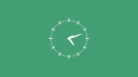 Animated clock face with moving hands showing passage of time on green back.. Vídeo Stock 331365387