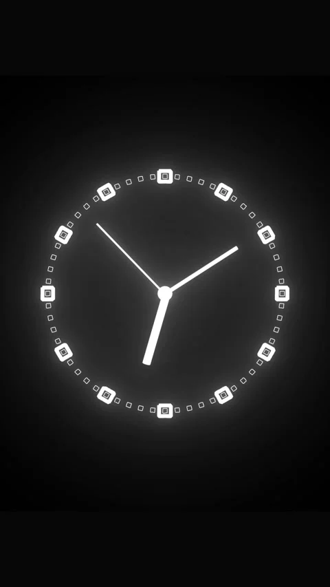 Animated clock with glowing elements minimalist futuristic concept of time .. Stock Footage 316390580