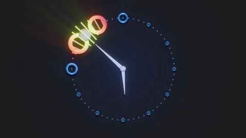 Animated Clock With Glowing Neon Light Stock Footage 300775717