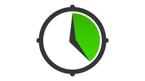 Animated clock with green time interval, on white background Stock Footage 46174774